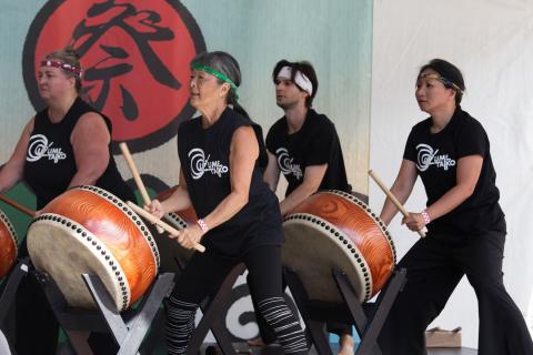 Quartet plays angle hira drums